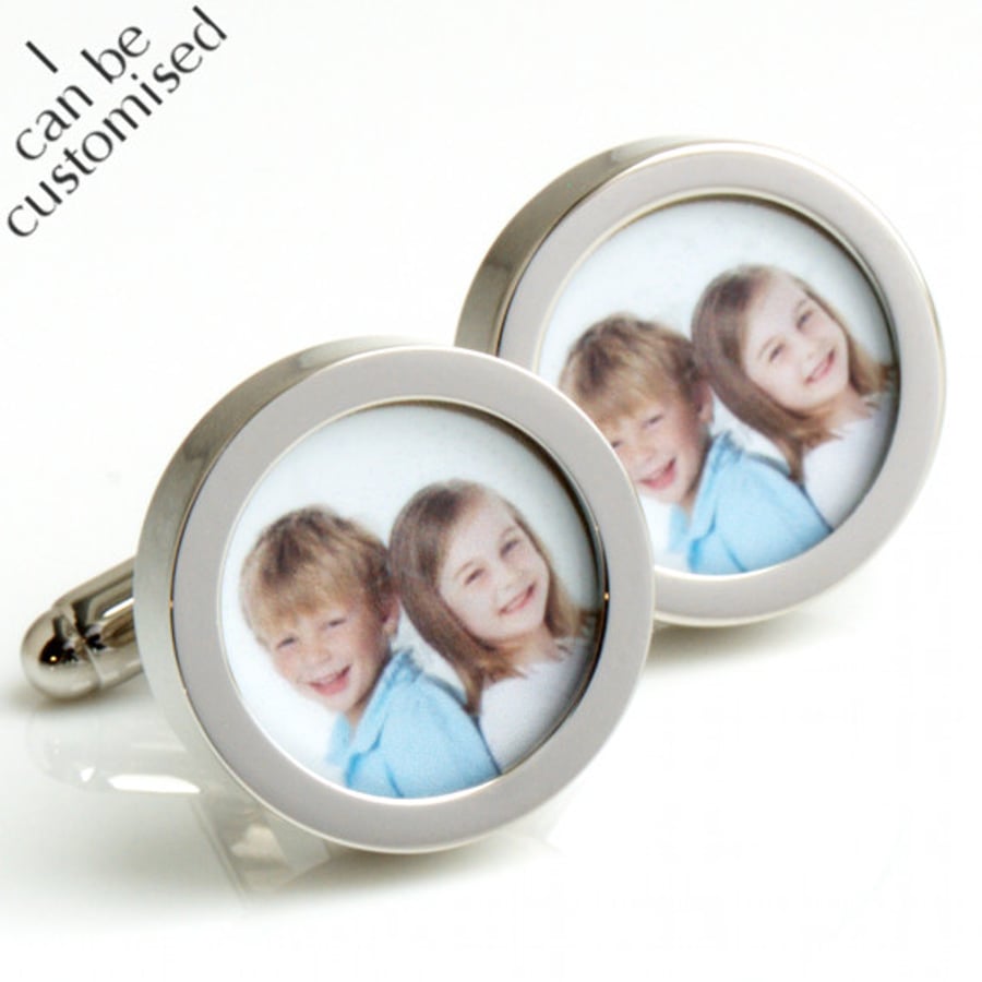 Custom Photograph Cufflinks of Your Children - Gift for Father and Grandfather