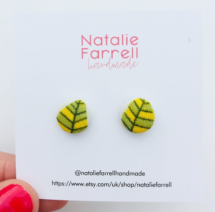 Printed Fabric Button Earrings