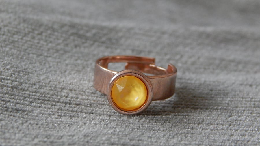 Ultra Citrine AB Swarovski Solitaire Ring