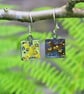 Keum boo earrings, silver and gold, drop earrings, square earrings, handmade - Image 5