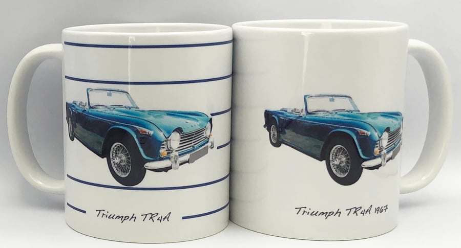 Triumph TR4A 1967 - 11oz Ceramic Mug - Plain or Stripy Design