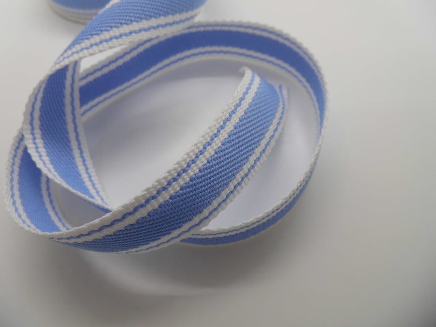 3 metres twill stripe tape ribbon blue for crafts