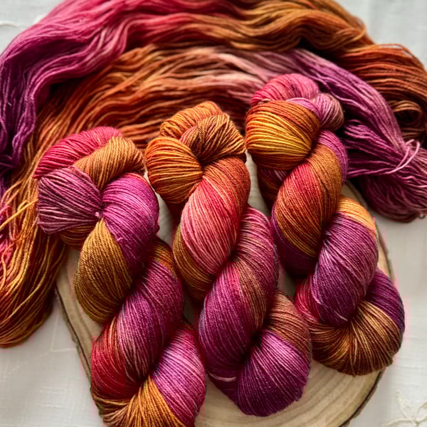 CLEARANCE: Hand Dyed Yarn, 4ply Merino Nylon.