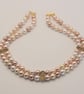 Double Strand Shell Pearl Choker Blush Pink Cream Ivory Gold Scroll Connector - Image 6