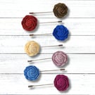 Flower Lapel Pin, Rose Buttonhole, Mixed Colours