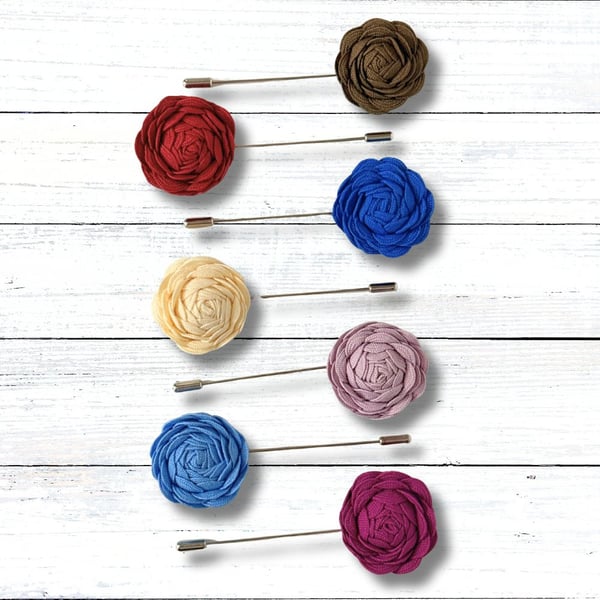 Flower Lapel Pin, Rose Buttonhole, Mixed Colours
