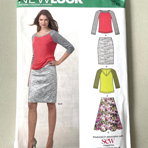 New Look K6230 Sewing Pattern for top and skirt 4-16 - Uncut