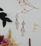 Polished Rose Quartz Crystal Dangle Earrings, Sterling Silver Hooks - Image 2