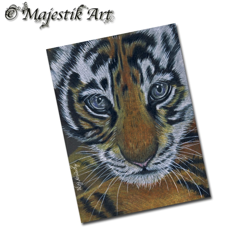 Archival ACEO Tiger Cub Print 'Beginning' By V Kenworthy
