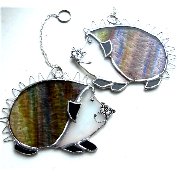  Hedgehog Suncatcher Stained Glass Handmade gift