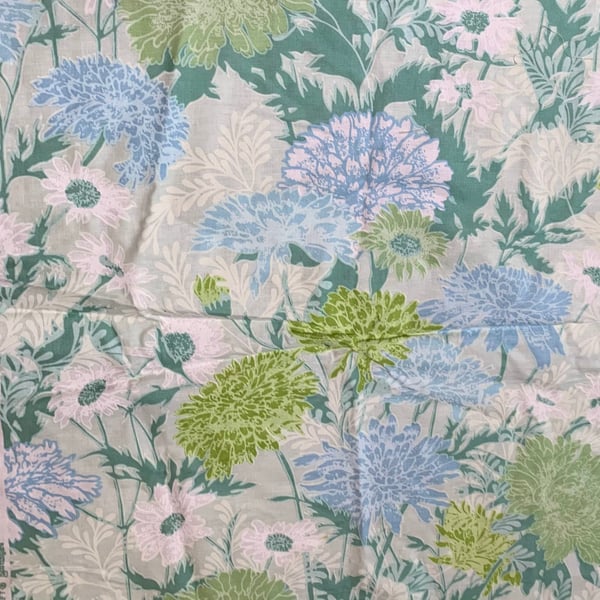 Pretty Shabby Chic Cottage Core Lime Green Blue Floral 80s 90s Vintage Fabric