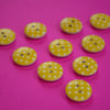 15mm Wooden Spotty Buttons Candy Yellow With White Dots 10pk Spot Dot (SSP8)