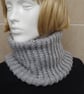 Loom Knitted Neck Warmer In Chunky Light Grey Yarn (A97) - Image 2