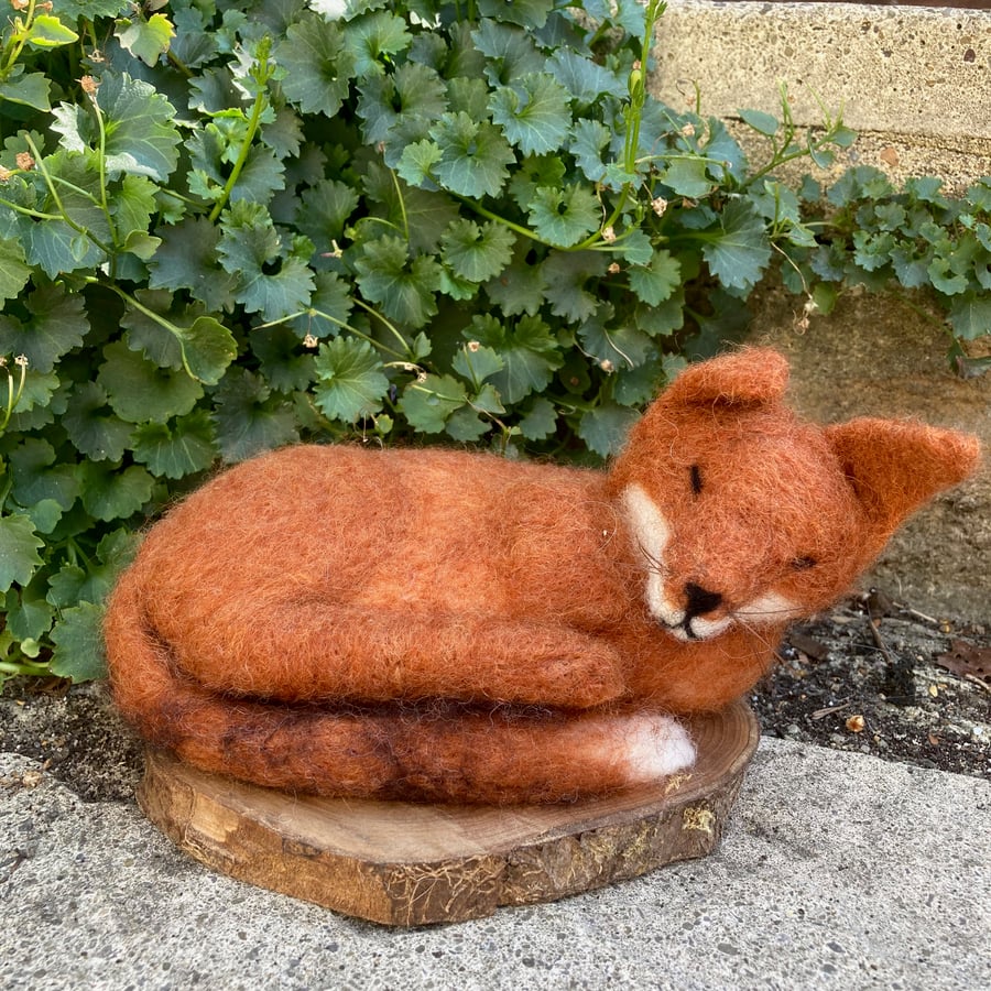 Seconds Sunday, Fox, needle felted model, sleeping fox woollen sculpture