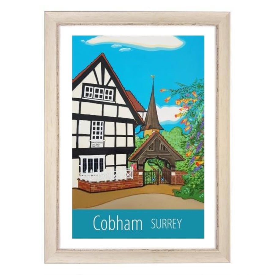 Cobham Surrey travel poster print by Susie West