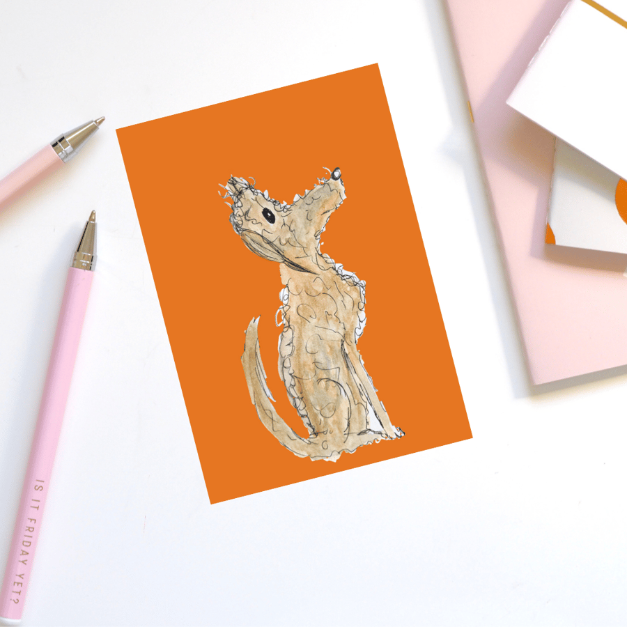 Liver Bedlington Terrier Dog, Birthday Card, Thank you, Blank, handmade - LBTS