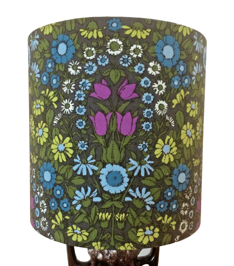 Deliciously Dark Floral Daisy Chain Pat Albeck  vintage fabric Lampshade option