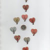 ChrissieCraft pack of 10 assorted colourful wooden HEART craft buttons