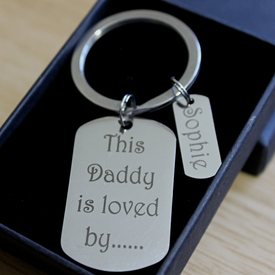 This Daddy Grandad Is Loved By...Keyring Personalised Engraved Gifts