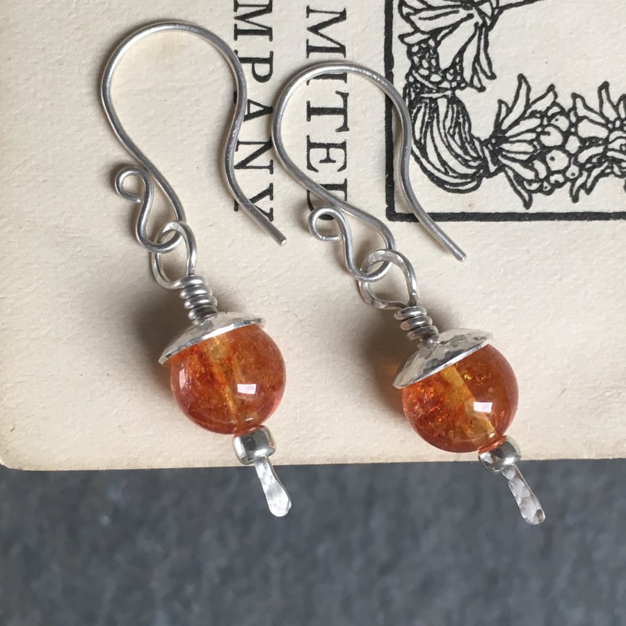 Silver Earrings, crystal dangly earrings