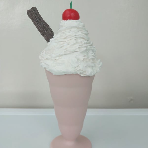 Faux Fake Ice cream sundae with flake shop prop dresser dessert decor