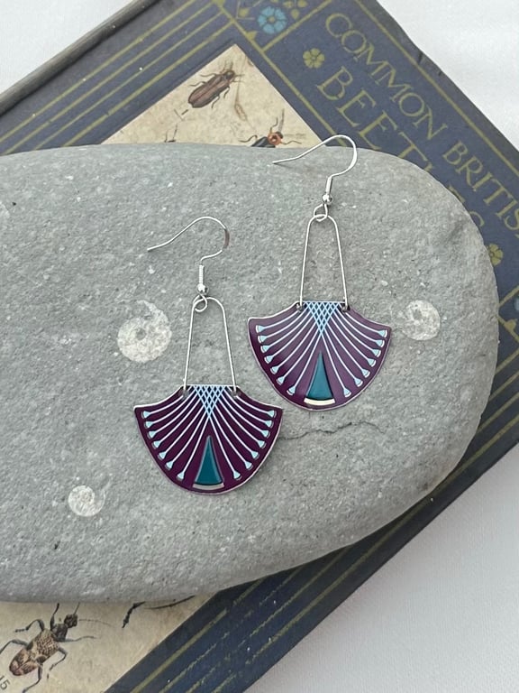 Art Deco style recycled tin earrings 