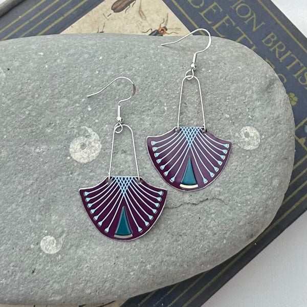 Art Deco style recycled tin earrings 