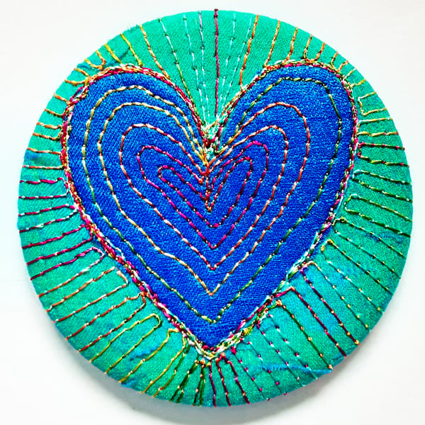 Pocket Mirror with Free Machine Embroidery 