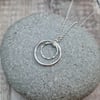 Sterling Silver 2 Circle Smooth and Twisted Necklace