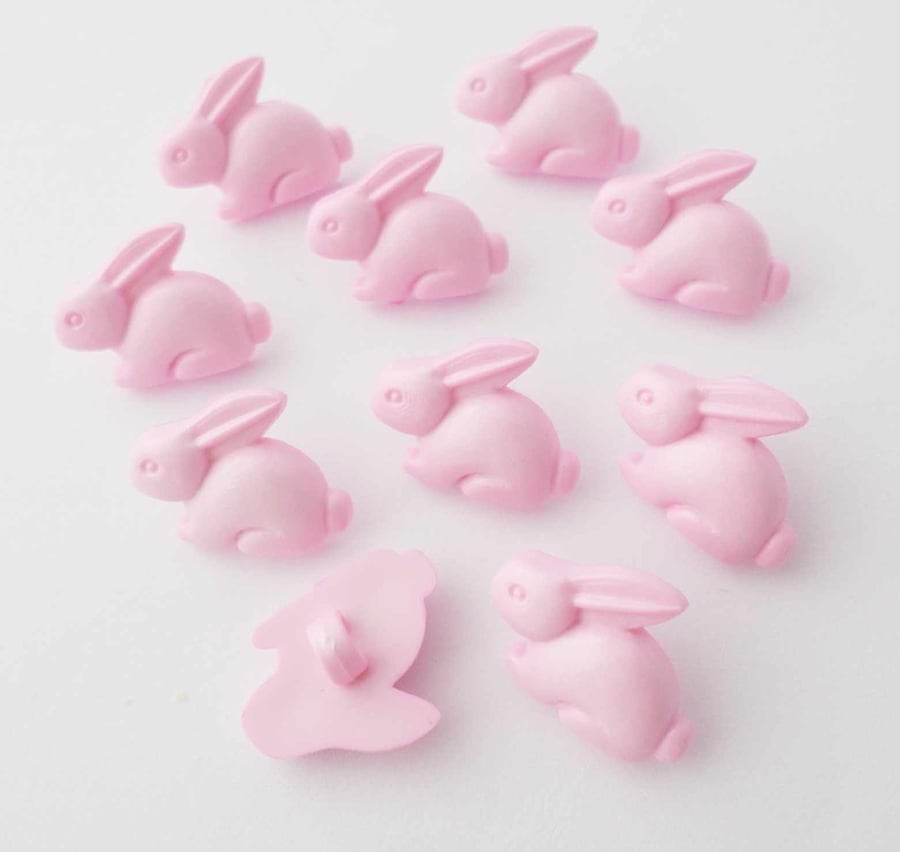 Pink Bunny rabbit buttons, animal buttons 15mm