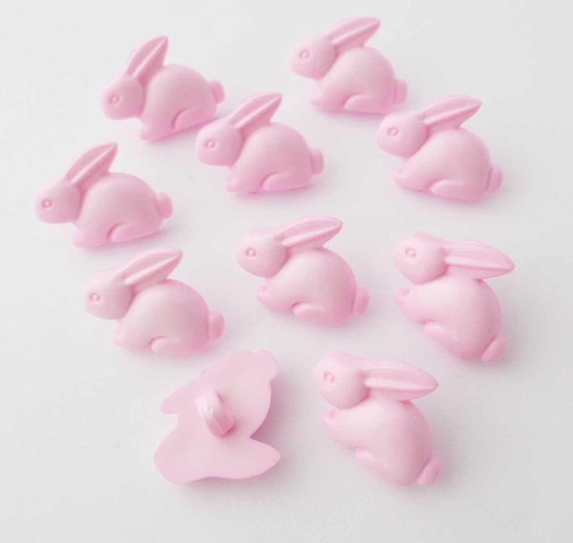 Pink Bunny rabbit buttons, animal buttons 15mm