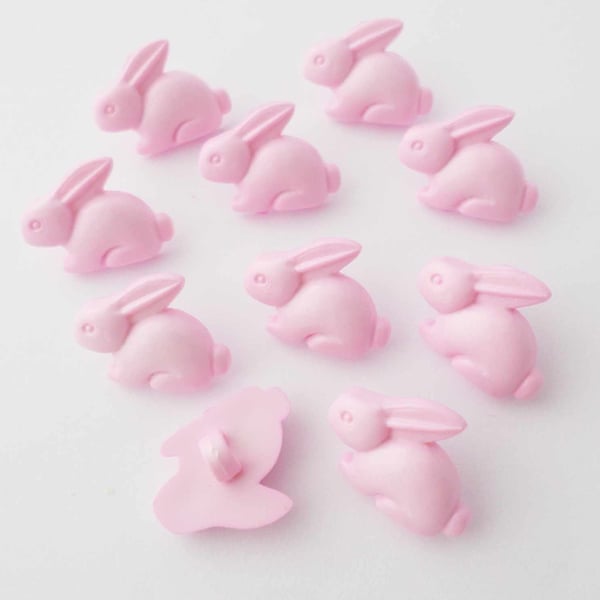 Pink Bunny rabbit buttons, animal buttons 15mm