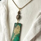 Teasel seed head mixed media pendant