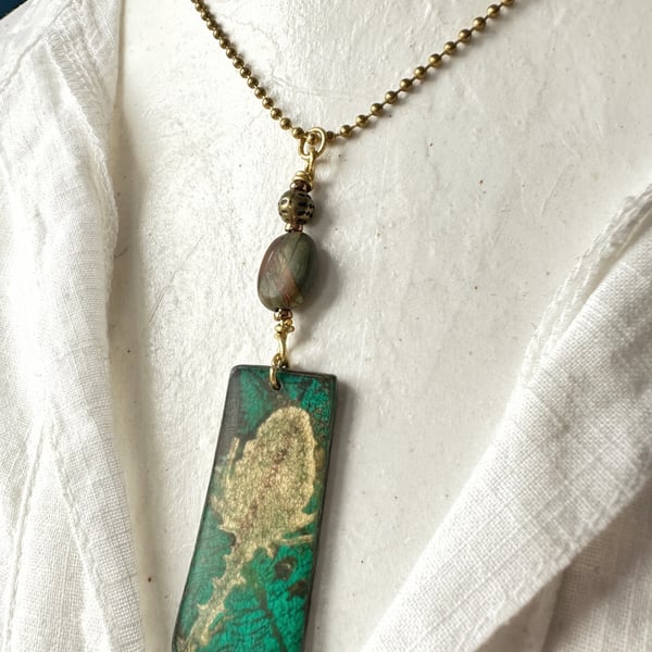 Teasel seed head mixed media pendant