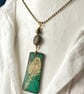 Teasel seed head mixed media pendant