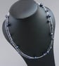 Navy Floating Pearl Necklace - Dark Blue Three Strand Jewellery Gifts for Women - Image 5