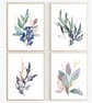 Watercolour leaves wall prints, purple plants wall decor, leaf wall art prints - Image 1
