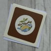 Cross Stitch Blue Tit on Branch - Blank Greetings Card