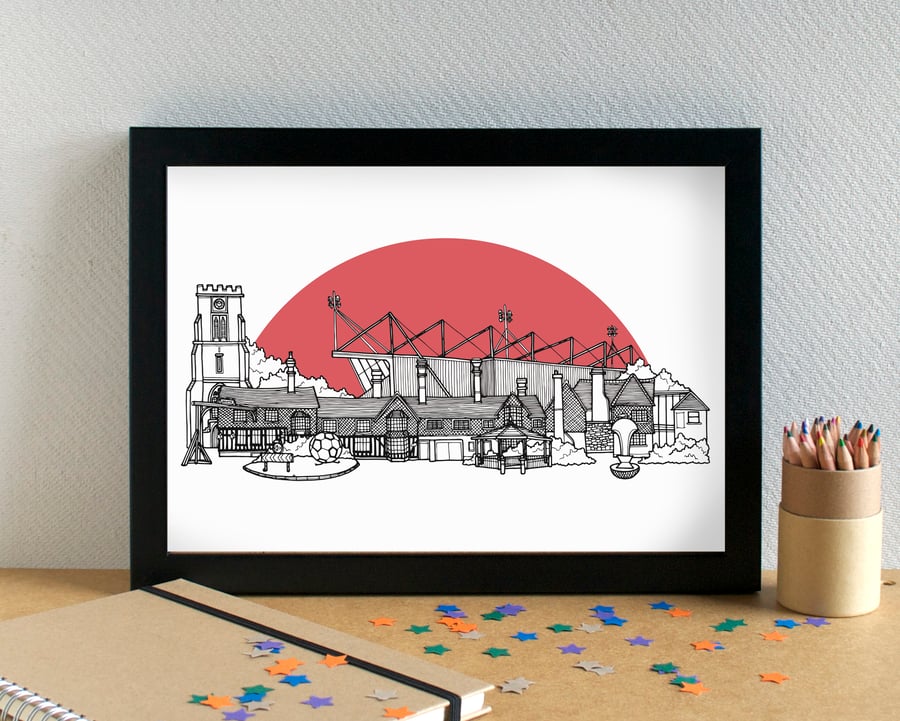 Crawley Landmarks Skyline Art Print