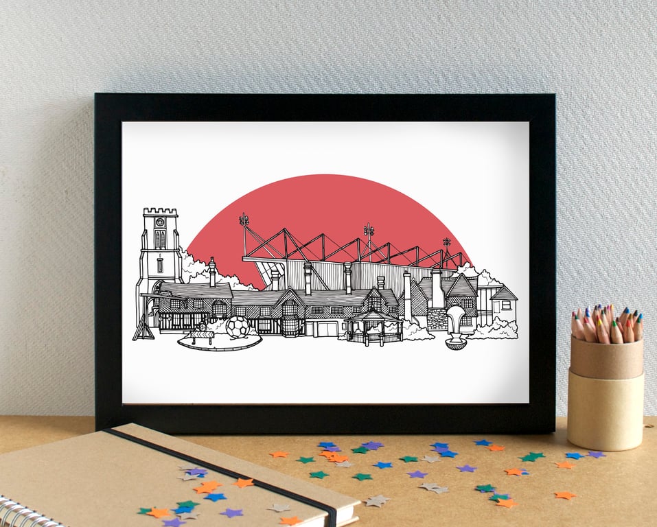 Crawley Landmarks Skyline Art Print