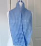 Crocheted Pale Blue  Mesh Infinity Scarf with a Twist - Merino Wool  - Image 3