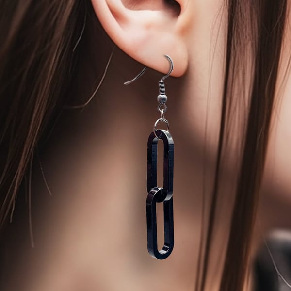 Contemporary Punk Chain Link Earrings - Sleek Minimalist Design