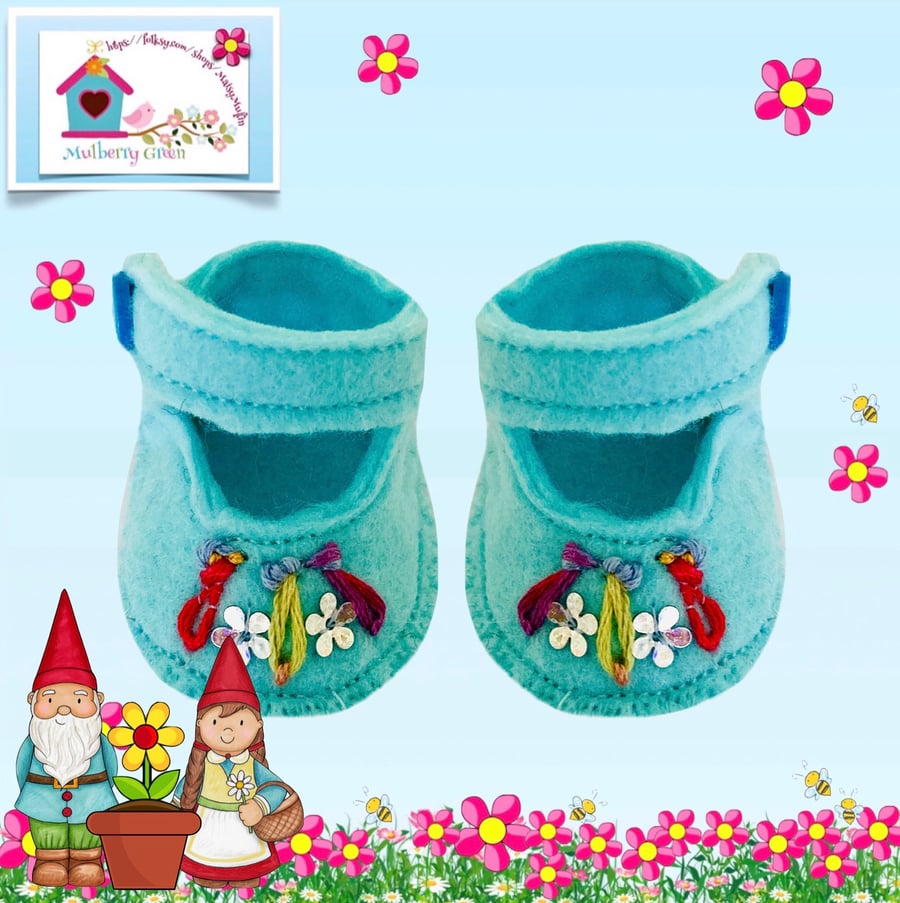 Reserved for Jean - Turquoise Embroidered Shoes