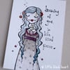 bite size chunks zombie girl - original aceo