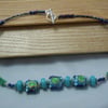 Artisan Lampwork & foil glass bead necklace