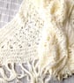 CREAM CROCHETED LACE PATTERN SHAWL - Image 5