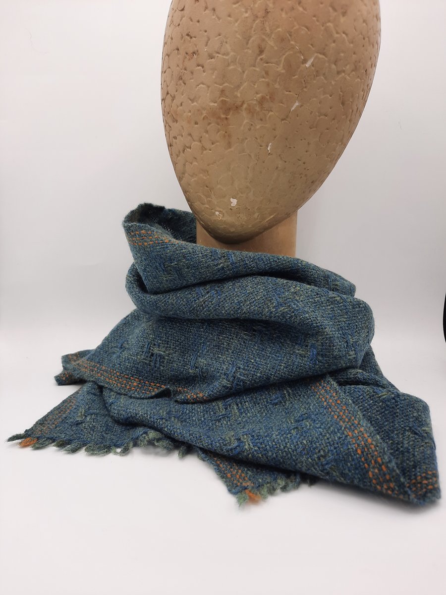 Lush two-tone textured lambswool scarf – Teal
