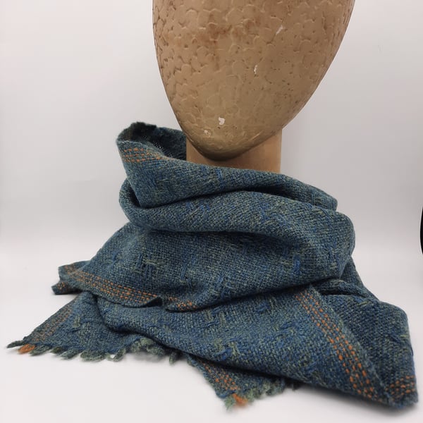 Lush two-tone textured lambswool scarf – Teal