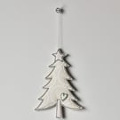 'Christmas Tree with a Glitter Star and Heart'- Hanging Decoration
