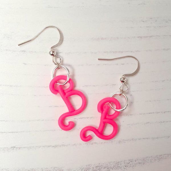 Barbie 'B' drop style earrings